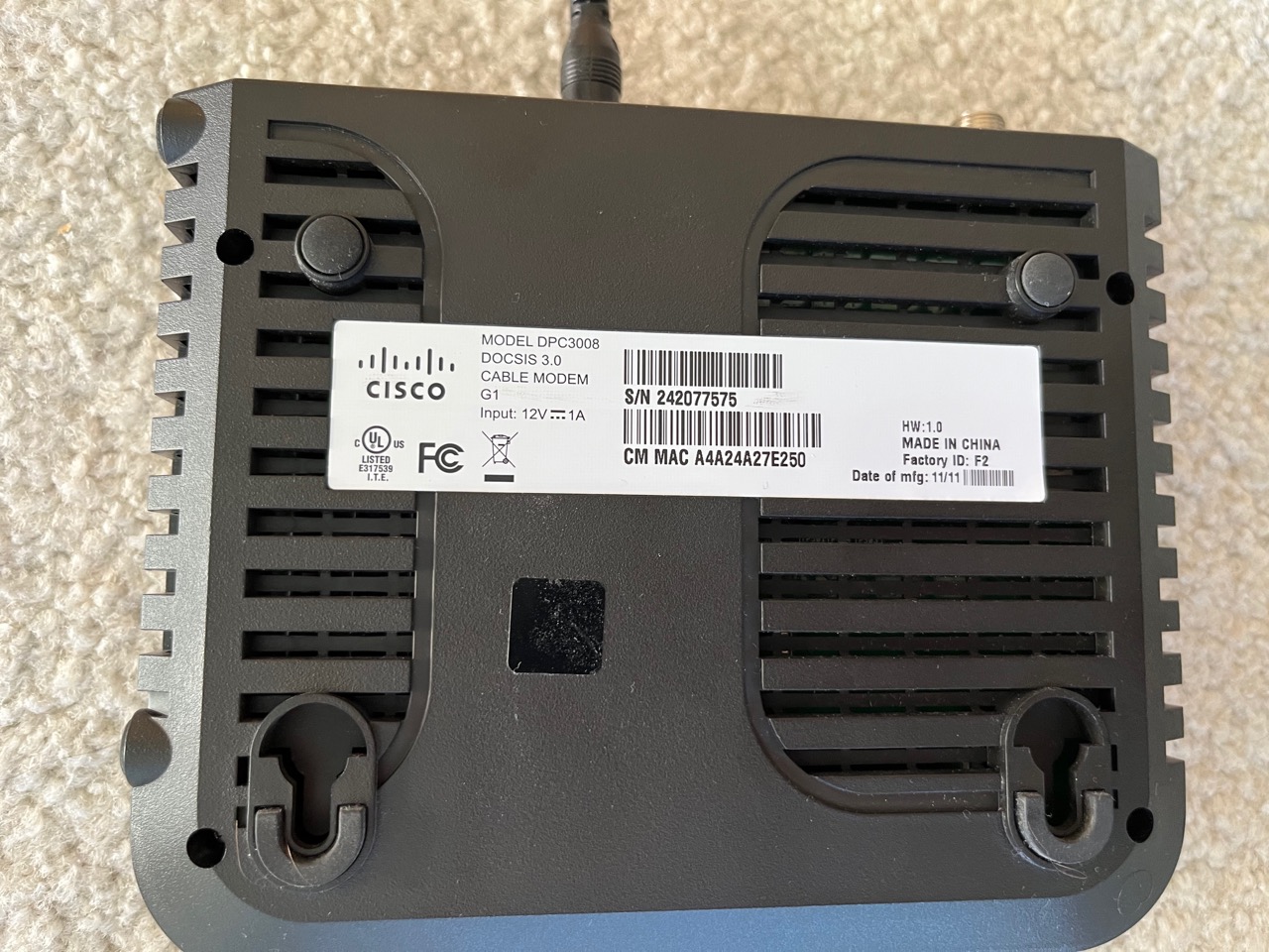 Cisco Model DPC3008 DOCSIS 3.0 8x4 Cable Modem   