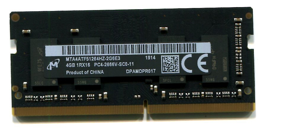 Micron 4 GB 1rx16 Pc4-2666v-s Ddr4-2666 Pc4-21300s 260pin SO-DIMM Memory Dell SNPKN2NMC/4G Equivalent